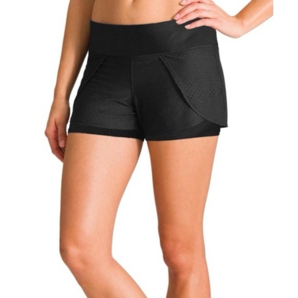 *ATHLETA* Black Athletic Workout Prisma Miles Stretch Shorts Size Large